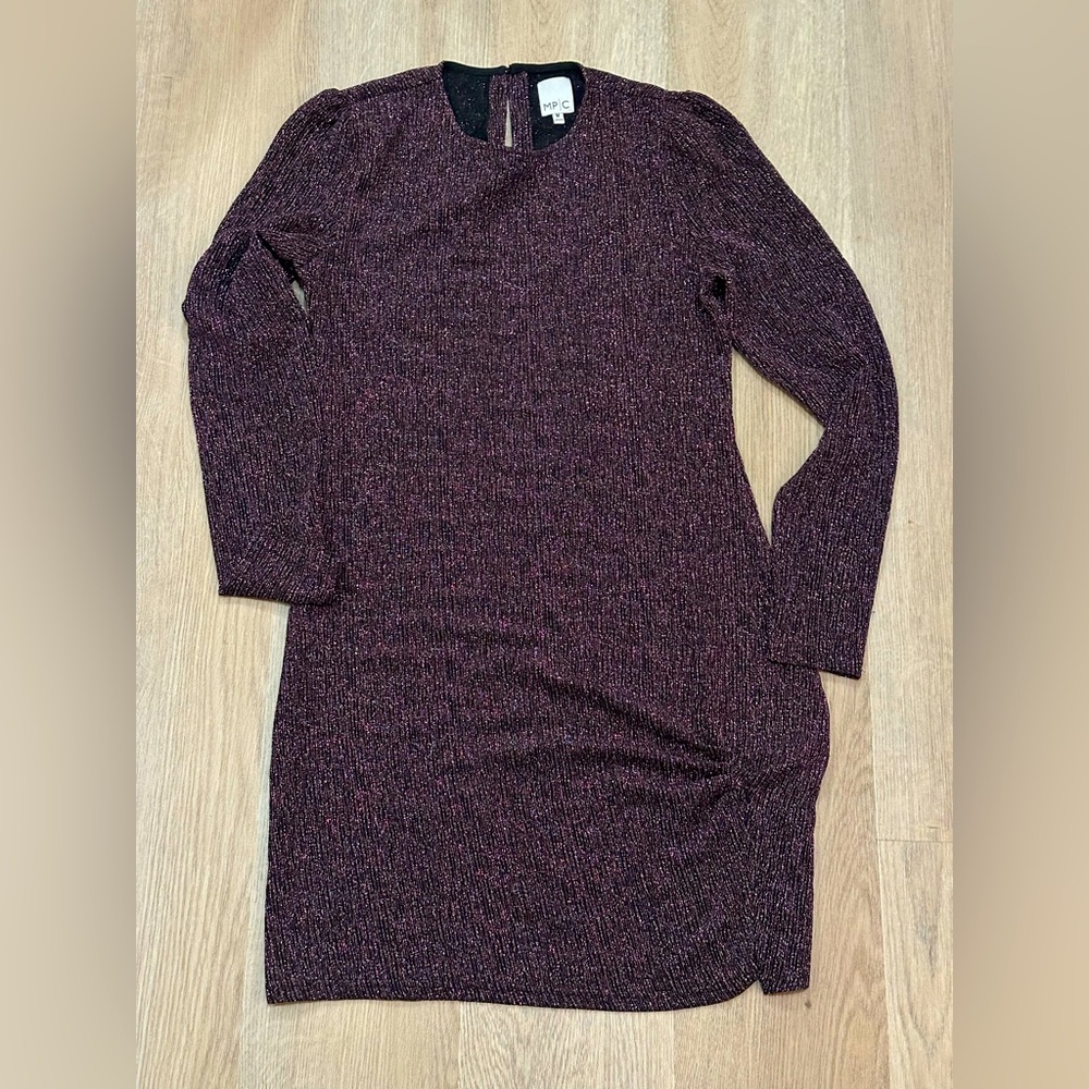 Boutique metallic Long Sleeve bodycon Dress